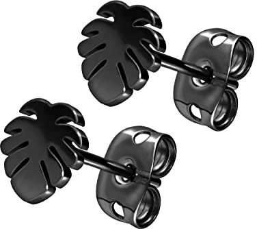 FILANGO 1 Paar Titan Ohrstecker | PALMENBLATT MONSTERA BLATT| Ohrring Schmuck | Farbauswahl