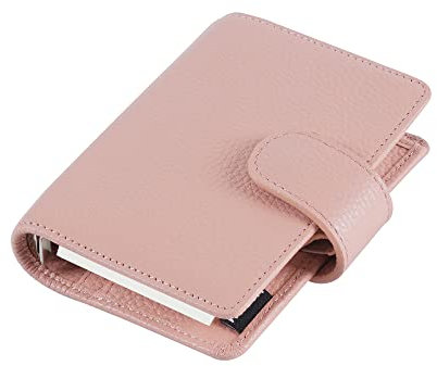 Moterm A8 Regular Ringe Planer - Echtes Leder Binder Organizer Geldbörse (Kiesel-Staubrose, 15mm Ring)