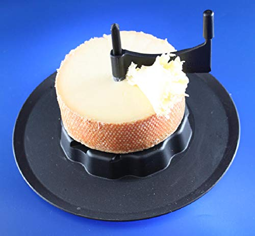 KOMPLETT SET SWISS-MADE MIT HOBEL + HAUBE + KÄSE Tete de Moine Schweizer Mönchkopf Käse Halber Laib ca. 400 g (1kg=32,50€)