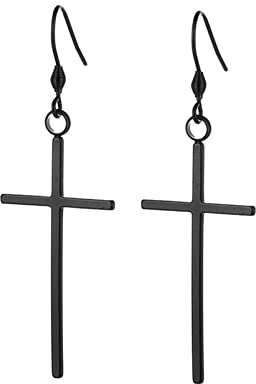Daesar Ohrringe Hängend Edelstahl, Ohrhänger Damen Herren mit Anhänger Kreuz Schwarz Gold Silber Ohrringe Modern in Bijouterie