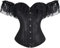 Kelvry Women Sexy Basque Off-Shoulder Lace up Boned Bustier Overbust Corset Tops with Long Sleeve