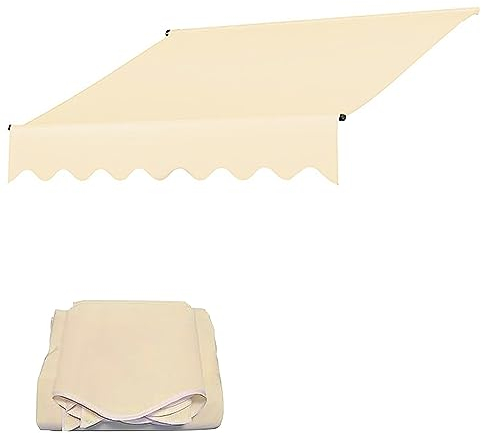 PERTID Ersatzstoff, Außenmarkise, Fenstermarkise, Terrassenmarkise, for Fenster, Terrasse, Markisenoberseite (Color : Ivory, Size : 2.5m/98.4in)