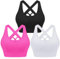 Leversic Sport BH Damen Push up, Sports Bra Ohne Bügel Sport BH Rückenfrei, mit Breiten Trägern für Besseren Halt und Unterstützung, 3PCS-Schwarz+Weiß+Rosarot, XL