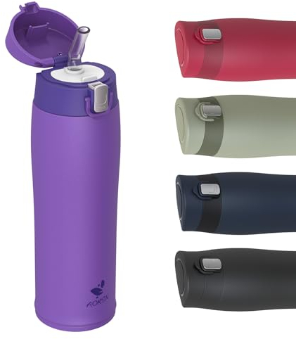 AORIN Trinkflasche - 500ml - 18/8 Edelstahl Wasserflasche Auslaufsicher -Trinkflasche Kinder mit Strohhalm BPA-Frei | Schule, Sport, Wasser, Fahrrad
