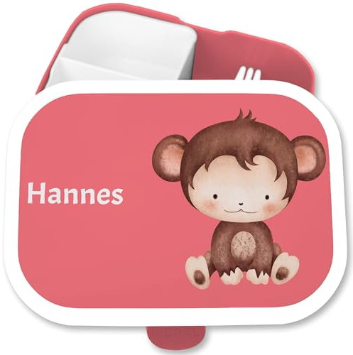 Brotdose Kinder Campus für Mepal - Süßer Affe Niedlicher Affe Affenmotiv - 750 ml - Rosa - affen niedliche