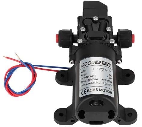 DeJivsin Pompa Acqua 12v, Pompa a membrana 12 V DC 70 W 6 A, Pompa Dell'acqua Autoadescante, per Roulotte, Barche, Camper e Giardino Pompa a Membrana