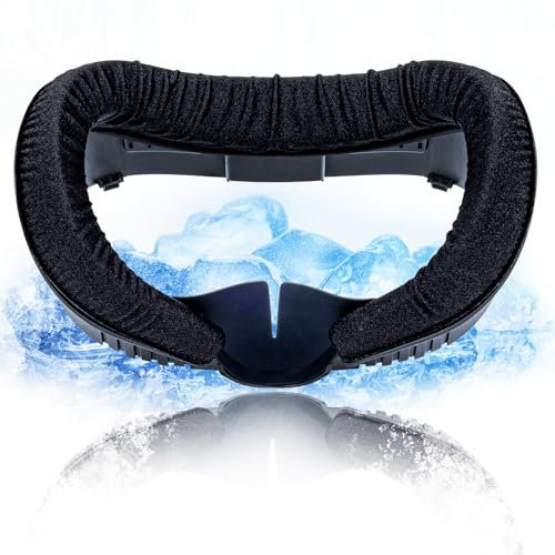 DESTEK Cooling Face Pad Facial Interface Compatible with Meta/Oculus Quest 3, Includes Two Replacement Ice Silk and Cool Ice Gel Face Cushions – Adjustable Bracket, NOT Compatible with Meta Quest 3S