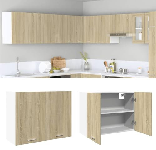 Somanki Hängeschrank Sonoma-Eiche 80x31x60 cm Holzwerkstoff, Kitchen Wall Cabinet, Küchenschrank, Küchenhängeschränke, Wandschrank Küche - 849621