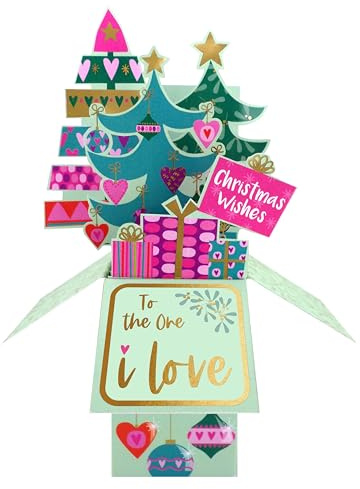 Clever Cubes Pop Up One I Love Festive Trees Christmas Card 3D Xmas Card XCU013A