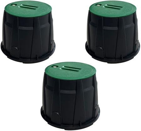 Natotela 10 Round Valve Box 3 Pack With Lid Underground Assembly Sprinkler System Water Meter Box Automatic Lawn Drip Irrigation Kits for Pressure Reducer Water Meters Valves Decoder