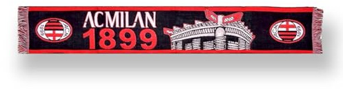 AC Milan Sciarpa Jacquard, grafica a righe oblique rossonere con scritta bianco, prodotto ufficiale 100% acrilico, Made in Italy