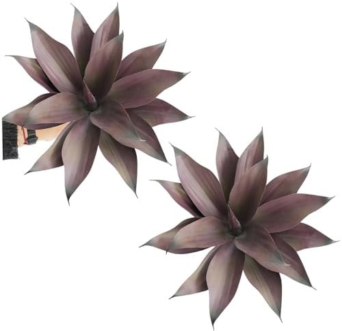 Obelunrp Faux Agave Plant Outdoor, 2pcs 36 cm lebensechische Kunststoffkunstkunst -Agavenpflanzen, UV -resistente falsche Agaves Grün für Innenländer im Freien Außendekorationen