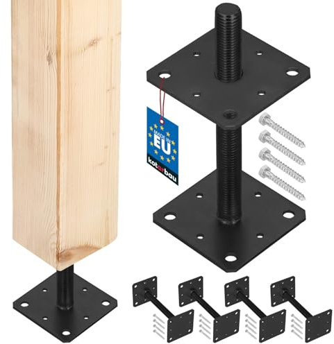 KOTARBAU® 4 Stk Pfostenträger pulverbeschichtetem Stahl 110x110x250mm Anthrazit Pfostenträger Einschlaghülse höhenverstellbar Zaunpfosten Aufschraubhülse Bodenhülse Balkenschuh Bodenanker Balkenschuhe