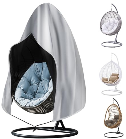 OFFCUP Hängesessel Abdeckung, Swing Egg Chair Cover 210D, Oxford Hängesessel Schutzhülle Schwebesessel mit Reißverschluss, Terrasse Schaukelstuhl Abdeckung Wasserdicht/Winddicht/UV-Beständig 190x115cm