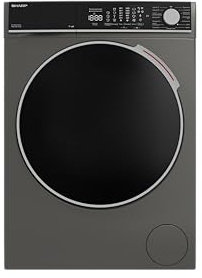 SHARP ES-MFL814CAA-DE Waschmaschine Frontlader | 8 kg | 1400 U/min | Energieklasse A | Inverter Motor | AquaStop | LED-Touchdisplay | Dampf | Microfiber Filter | Espresso Gray
