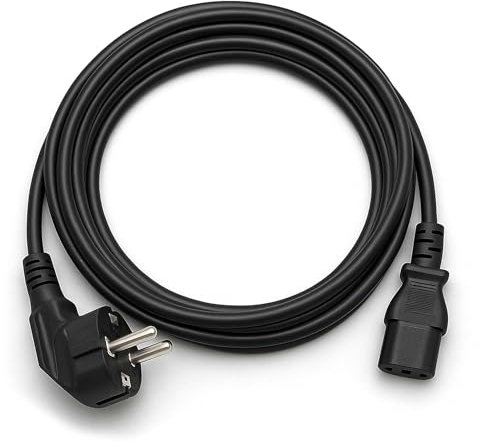 Wiltec Netzkabel H03VV-F 3,0 x 0,75 mm² 4 m Länge, Stromkabel für Kaltgerätestecker mit abgewinkeltem Schutzkontakt geeignet für PC, Monitor, Beamer u. Konsole, Kaltgerätekabel für Innenbereich