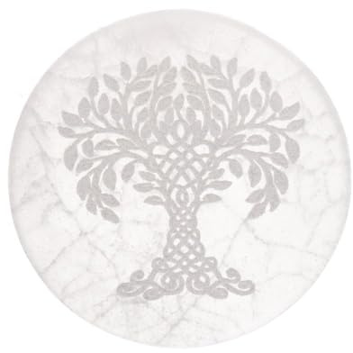 LAMARE - PLAQUES CIRCULAIRES EN SELENITE – Outil énergétique pour recharger les cristaux et les espaces – Pierre de selenite naturelle - Diamètre 10 cm (Arbre de la Vie)