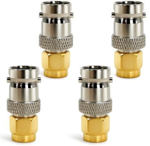 Vidsmow SMA Male to BNC Female Adapter (4-Pack), RF Coaxial Connector for Baofeng Ham Radio, SDR, Antennas, WiFi, Coaxial Cable, Wireless LAN, Two-Way Radios, Scanners, Portable Devices, 50 Ohm Loss