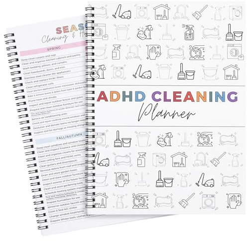 ADHD Cleaning Planner Book A4 Household Cleaning Schedule Planner Colorful Cleaning List Planners Checklist Management Daily Weekly Monthly Planner Organizer DIY Home Improvement