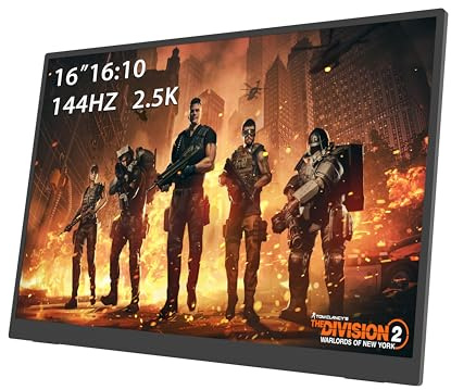 MAFNKOU Portable Gaming Monitor 16” 2.5K 144Hz 2560x1600 HDR IPS Portable Monitor with Type-C HDMI,Ultra Slim Eye Care External Second Screen for Laptop, Mac PC Phone PS4/5 Xbox Switch
