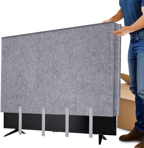 TV Moving Box 75 Inch, TV Dust Cover for Flat Screen 71-75, Anti-Scratch Felt Television Protection Cover with Bottom Strap to Protect TV, Perfect for Home Renovation Pet Scratch Or Other Furniture