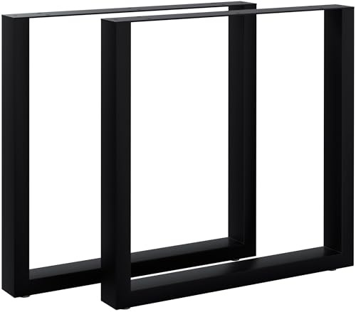 CLP Tischbeine Metall schwarz 2er Set Ilkan, Tischkufen Set für DIY-Esstisch, Tischgestell pulverbeschichtet bis 400 kg belastbar, Farbe:schwarz, Größe:70 cm
