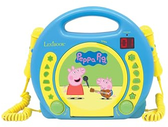 Lexibook, Peppa Pig, CD-Player, RCDK100PPLXB | 2 Mikrofone, Programmierfunktion, Kopfhöreranschluss