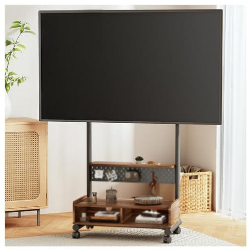 Soporte Móvil para Televisores con Ruedas, Apto Pantallas 40 A 85 Pulgadas, Carrito TV Resistente con Gestión Cables, Soporte Universal Televisores, Ideal Sala De Estar(Brown-b)