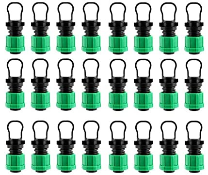 KikoSpark 24 Stück Tropfbewässerungsschlauch-Endkappenstopfen 1/2 Universal-Endkappen-Fitting Tropf-Endkappen-Fitting für mit 16-Mm-Tropfband-Schläuchen Sprinkler