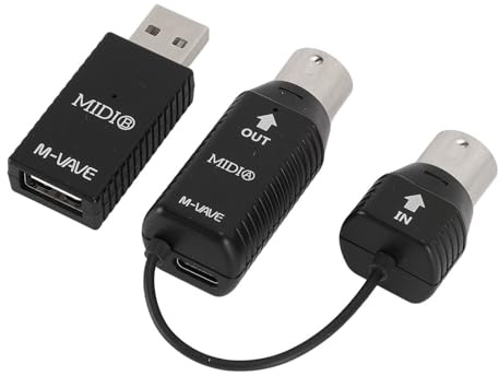 KUIDAMOS Bluetooth-MIDI-Adapter, Niedrige Latenz, Kabelloser MIDI-Bluetooth-Konverter, 3 Ms Verzögerung für Digitale Tastatur, Einfache Einrichtung für OS X, XP, 240 MAh, ABS, Schwarz
