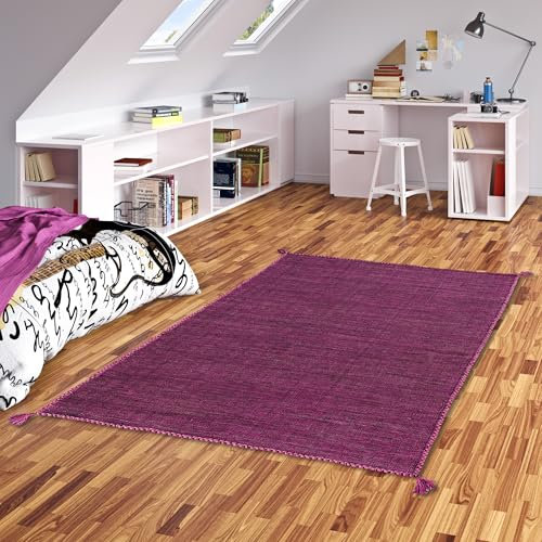 Prico - Tapis Kilim Naturel - Rose Vif - 8 Tailles Disponibles