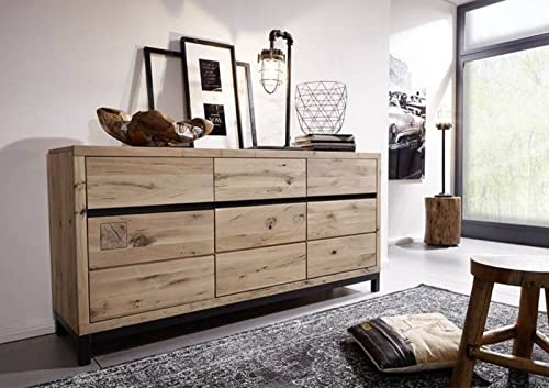 Massivmoebel24.de Sideboard Wildeiche 175x45x85 Bianco geölt VILLANDERS #208 modern