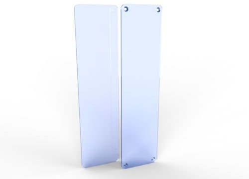 Door Push Finger Plate Protector Acrylic Panel with Screw Holes (300x75mm, Translucent Light Blue)