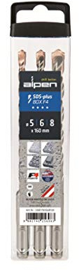 ALPEN Bohrer-Kassetten Box F4 FORTE (3-tlg., Ø 5,00-8,00 mm, mit 4-fach Stufenprofil, SDS-+ Hochleistungsbohrer, Bohrsortiment) 0081700568100