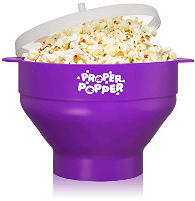 The Original Proper Popper Popper Popper - Máquina de palomitas de maíz de silicona, cuenco plegable sin BPA y apto para lavavajillas (morado)