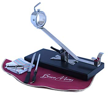JAMONERO BASCULANTE GIRATORIO BASE MADERA COLOR NEGRO, REGALO PINZA ARCOS + CUCHILLO JAMONERO + CHAIRA + CUBREJAMÓN (BURDEOS) + PAÑO, SOPORTE JAMONERO IDEAL USO DOMÉSTICO Y PROFESIONAL (Negro)