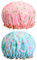 2 Pcs Bath Caps Elastic Band Double Layers Waterproof Shower Caps With Ruffled Edge Covering Ears Keeping Hair Dry Kitchen Oil-proof Cap for Girls and Women