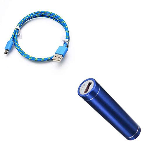 Pack Batterie pour Samsung Galaxy A51 Smartphone Type C (Cable Tresse 3m + Batterie Chargeur Externe) Android 2600mAh (Bleu)