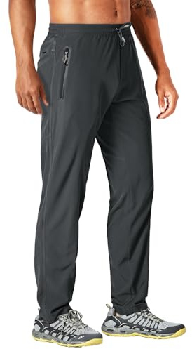 MAGCOMSEN Men's Tracksuit Bottoms Lightweight Walking Hiking Trousers Stretch Athletic Casual Joggers with Zip Pockets