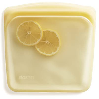 Stasher Silicone Reusable Storage Bag, Sandwich (Yellow) | Food Meal Prep Storage Container | Lunch, Travel, Makeup, Gym Bag | Freezer, Oven, Microwave, Dishwasher Safe, Leakproof