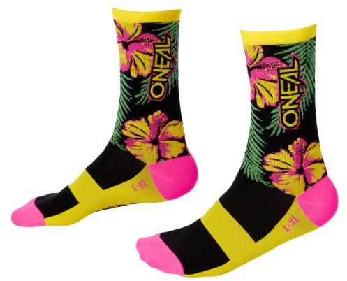 O'NEAL | Mountainbike Fahrrad Socken | Downhill Freeride | Schweißabsorbierend, gute Passform, hochwertige Materialien | MTB Performance Sock Island V.22 | Unisex | Pink Grün Gelb | 39-42