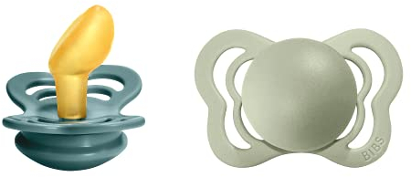 BIBS Couture Schnuller 2er-Pack, BPA-frei, Kiefergerechte Form. Naturkautschuk/Latex, Hergestellt in Dänemark. 0-6 Monate (2er Pack), Island Sea/Sage