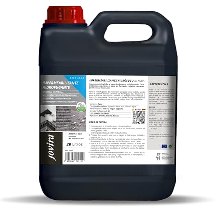 JOVIRA PINTURAS Impermeabilizante Hidrofugante. Transparente e Invisible, cubiertas, baldosas, hormigón, terrazas, tejados. Repelente al agua. (20 Litros Hidrofugante) A-5B