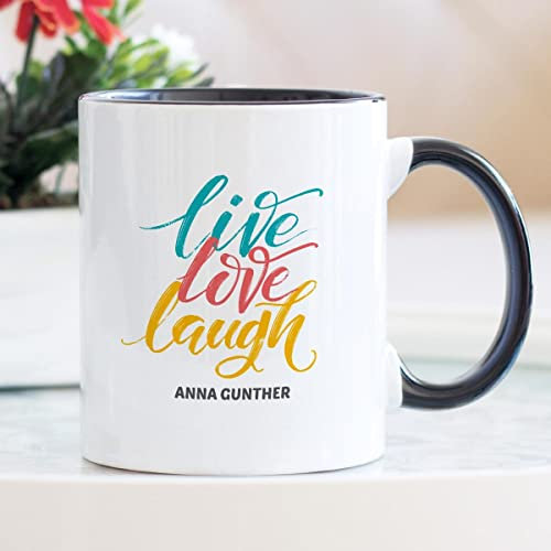 Personalised Coffee Mug, Live Love Laugh Customisable Gift 2 Sides Ceramic Mug