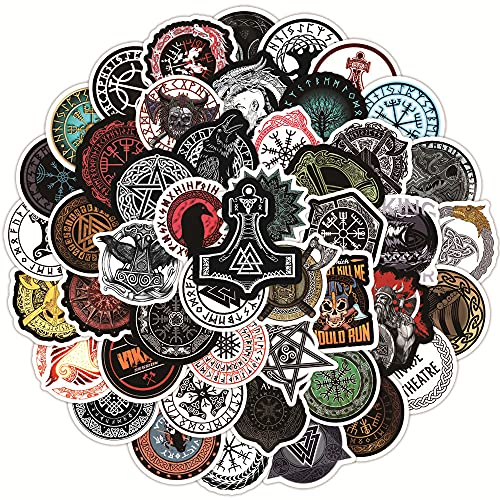 100 Stück Aesthetic Vintage Wikinger Sticker Set Coole Trendy Wasserdicht Vinyl Stickers Decals Aufkleber Set für Fahrrad Skateboard Motorrad Auto Laptop