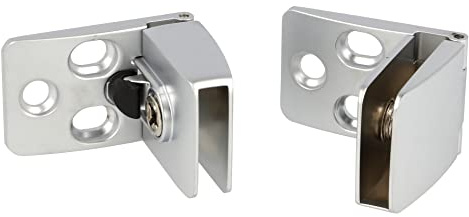 Hochqualitative Glastürscharniere für einliegende Glastüren. Zwei Stück hochwertige Glastürbänder SQUARE II (1 oberes und 1 unteres Glasscharnier) (15.06.211: Aluminium)