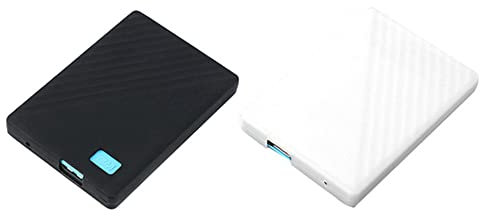 2 Pack Soft Liquid Silicone Protective Case Cover Sleeve Compatible with WD 1TB/2TB My Passport Portable External Hard Drive HDD, Shockproof dropproof Scratch Resistant Skin(Black+White)