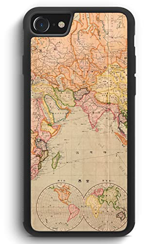 MUNIQASE Vintage Weltkarte - Silikon Hülle für iPhone SE 2022 - Motiv Design Schön - Cover Handyhülle Schutzhülle Case Schale