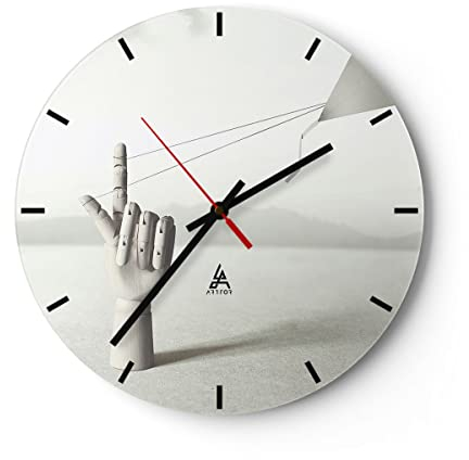 Modern Wanduhr Modern Hand Drachen 40x40cm Rund Groß Wand Uhr Glas Analog Zimmeruhren Küche Büro Wohnzimmer Glasuhr Wall Clock Dekoration Design Wanddekoration Küchenuhr C3AR40x40-4697