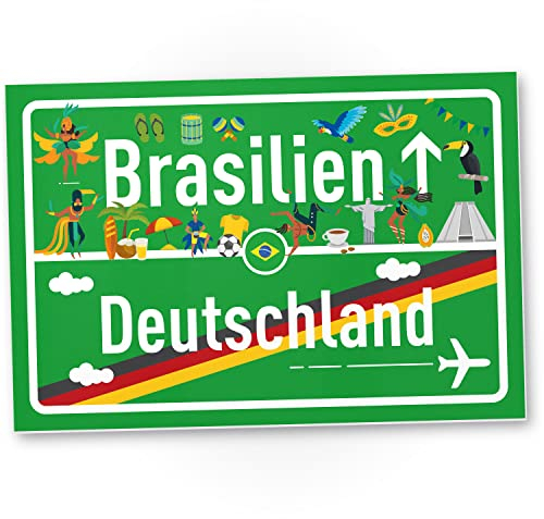 DankeDir! Brasilien Deutschland Ortsschild - Schild 30 x 20 cm - Geschenk Idee Gutschein Reise Urlaub Reisegutschein Männer & Frauen Geldgeschenk Abschiedskarte Geschenkidee Deko Karte